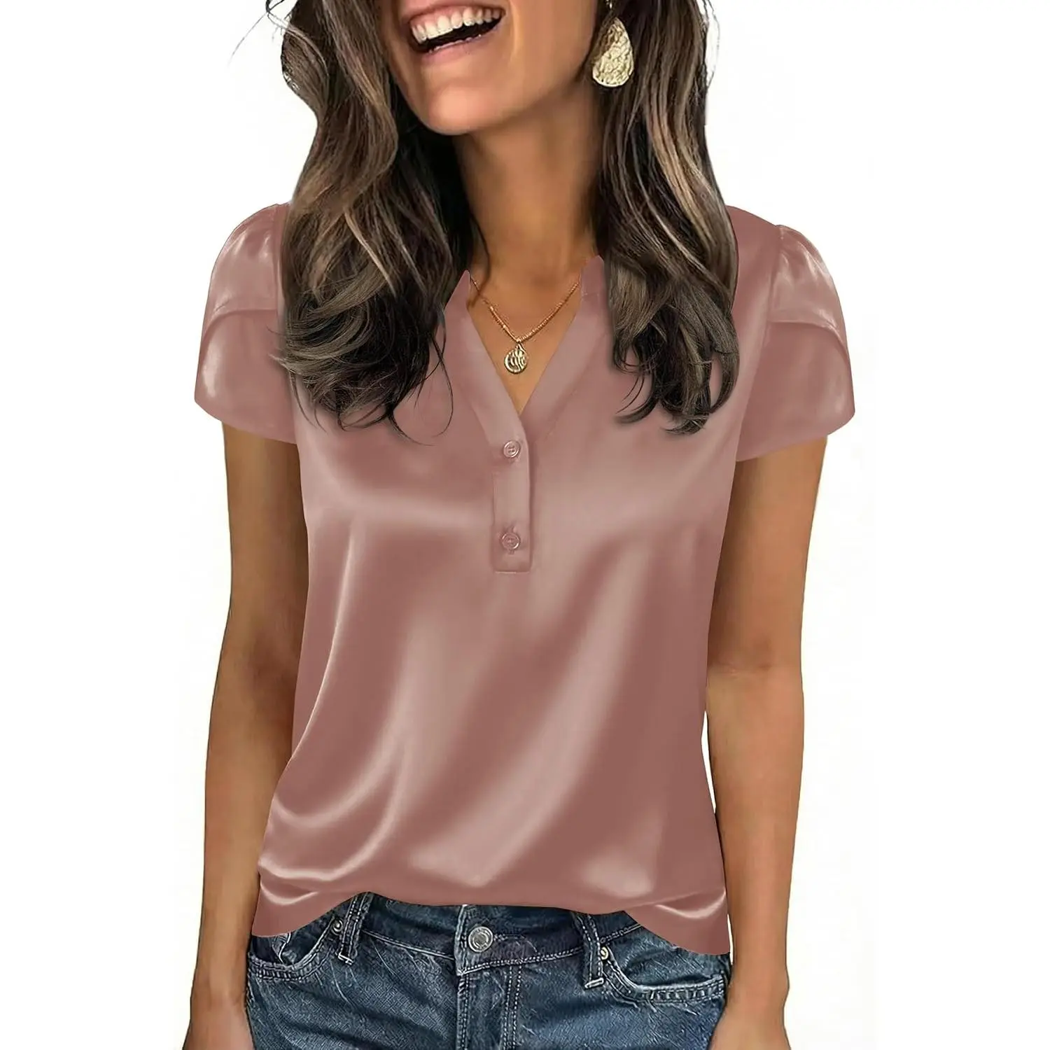 ✨ Silky Chic V-Neck Satin Blouse