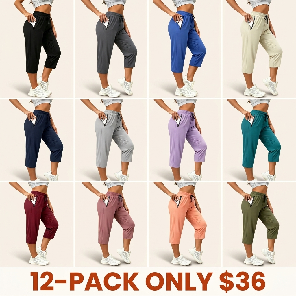 Women's Versatile Casual Cropped Shorts – Drawstring Waist, Zippered Side Pockets