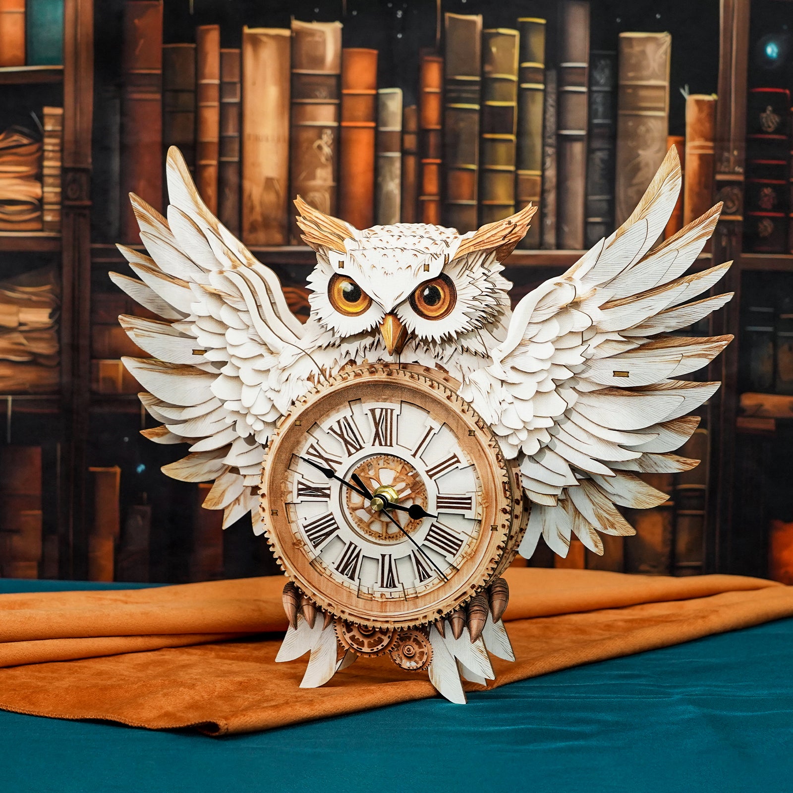 Snowy OwlDIY Wooden Clock, 3D Puzzle Craft Kit