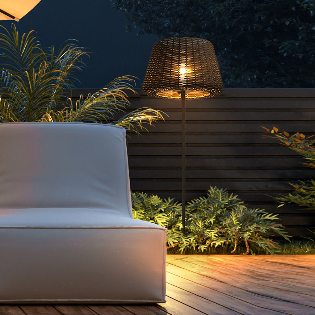 Rattan Craft Waterproof LED Outdoor Landscape Decorative Lighting Chandelier Table Lamp