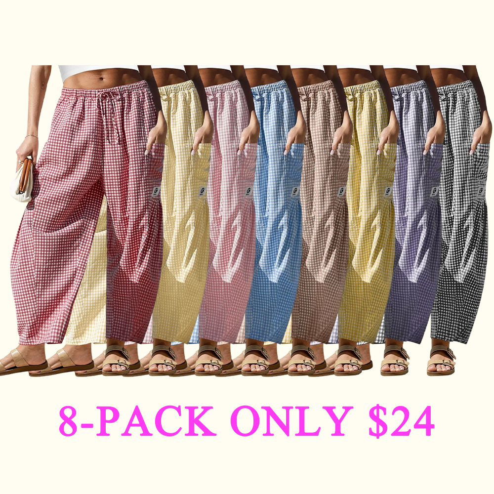 Women's SS26 Wide Leg Gingham Plaid Pants