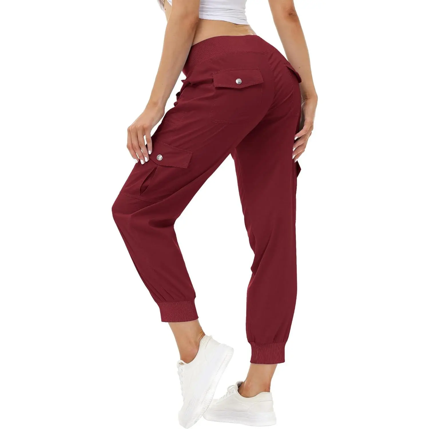 PLUS SIZE Lightweight Hiking Cargo Pants Outdoor Quick Dry Casual Travel Sweatpants Joggers Elastic Waist 6 Pockets