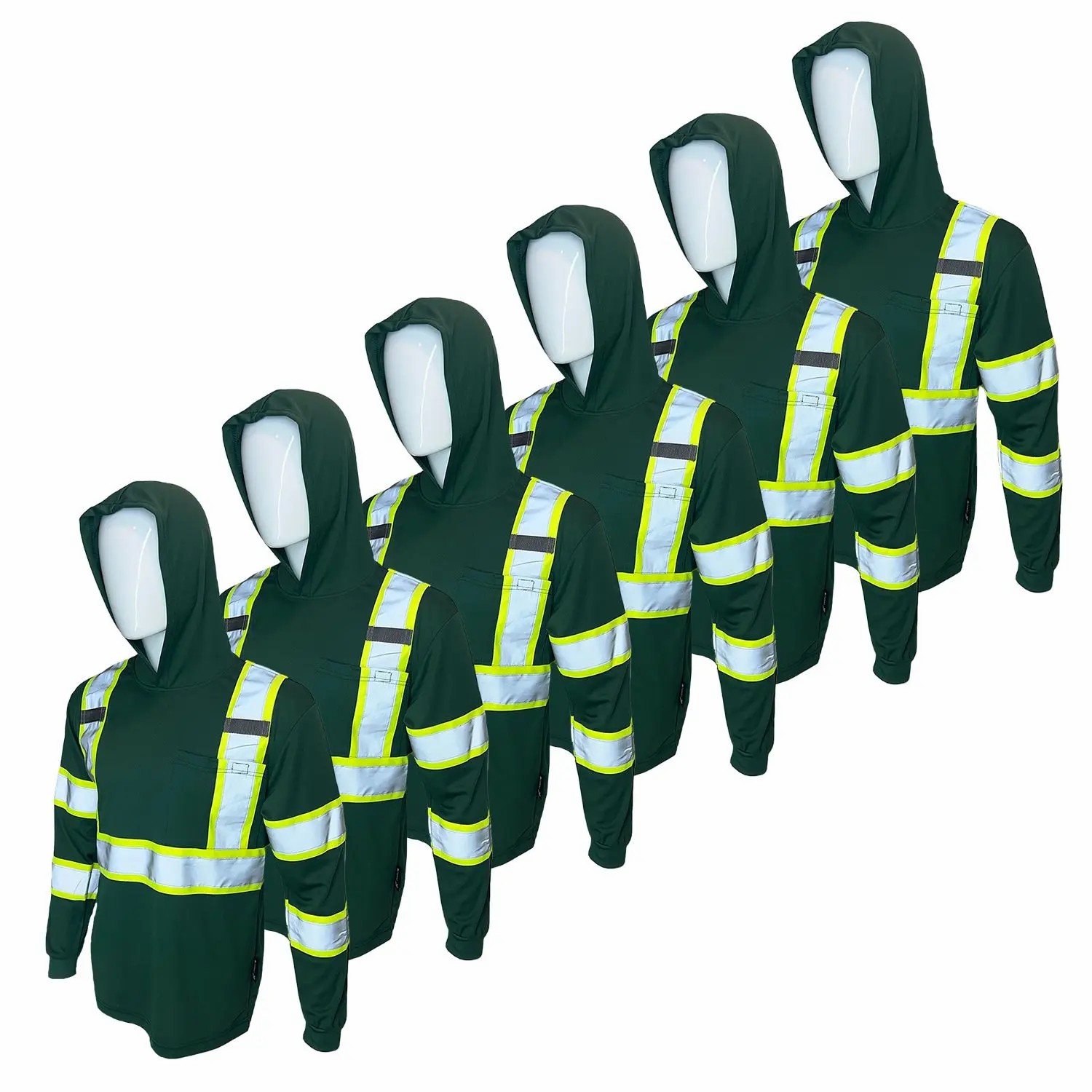 6-Pack Hi-Vis Hooded Work Shirts – Long Sleeve Safety Performance Tee | $24 Deal