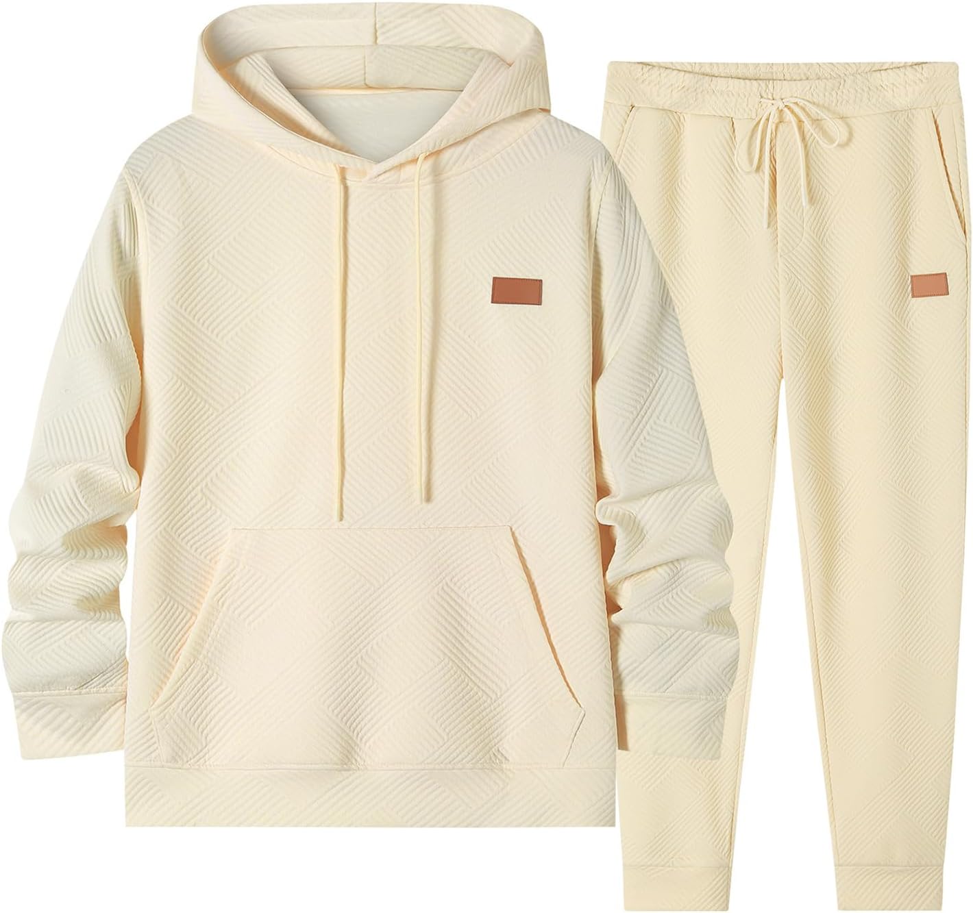 Mens 2 Piece Jacquard Sweatsuit Outfits Hoodie Sweatshirt & Joggers Sweatpants Set Tracksuit
