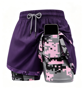 Women's 5-Pack 2-in-1 Camouflage Lined Running Shorts – Quick-Drying Anti-Chafing Sports Shorts for Gym, Yoga & Outdoor Workouts