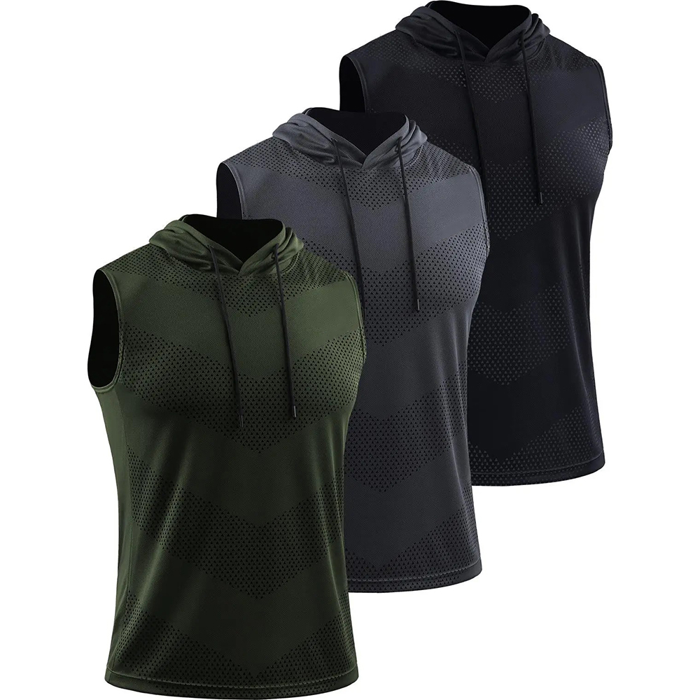 Men's Workout Tank Tops 3 Pack Sleeveless Running Shirts with Hoodie Sports Fitness Vest Sports Vests SpringStatements