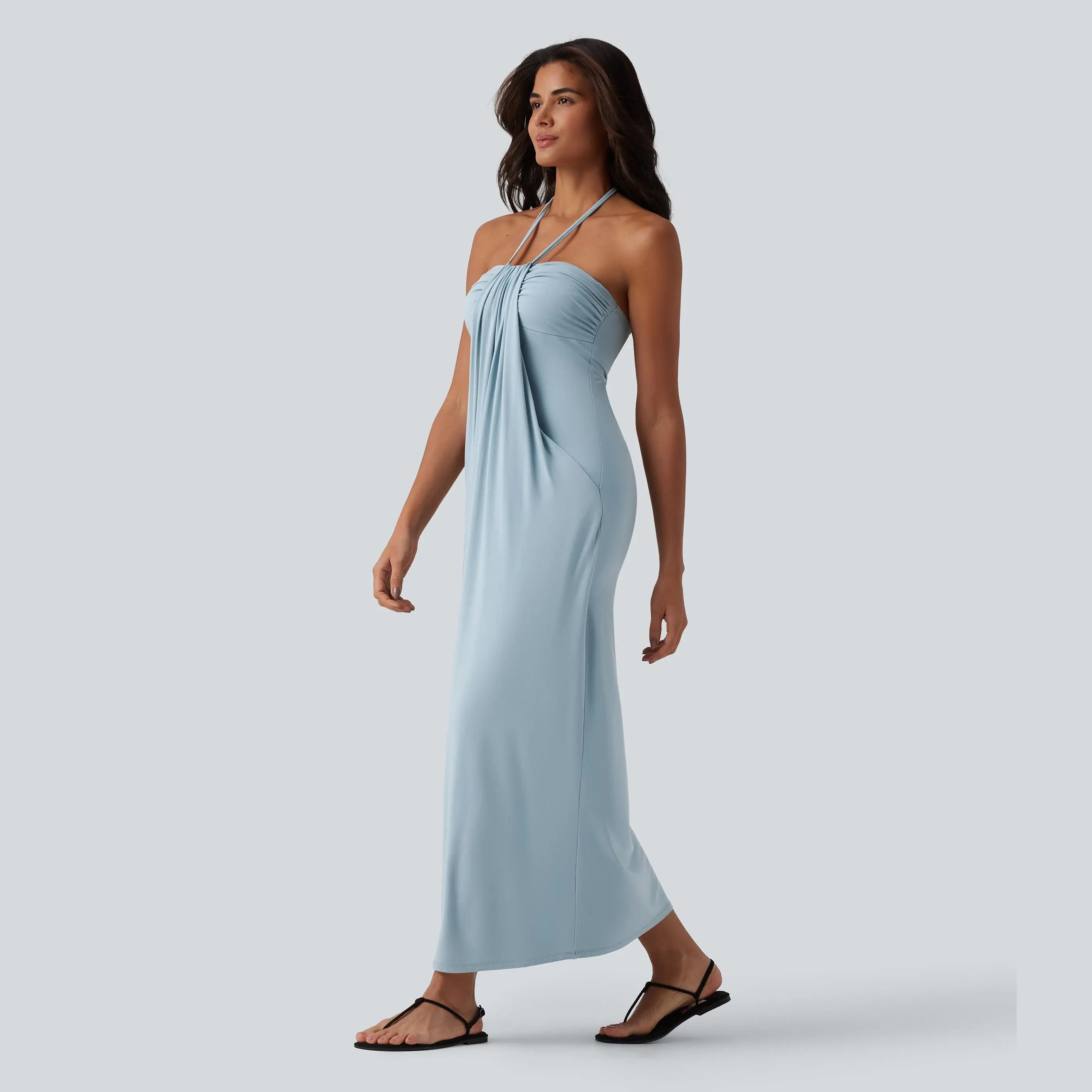 【Creator’s Pick】Halter Tie Back Maxi Dress with Pockets