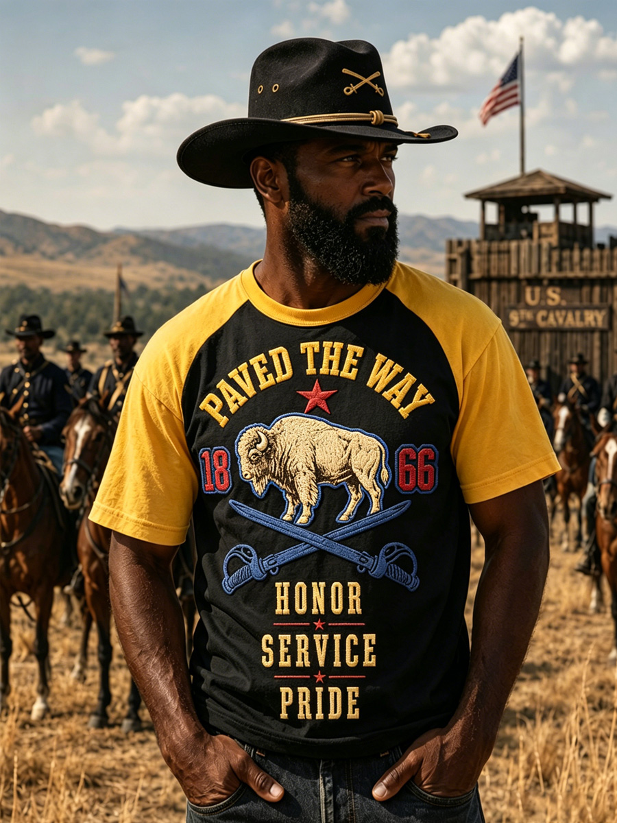 Retro Buffalo Soldier Art Print Men's Casual T-Shirt