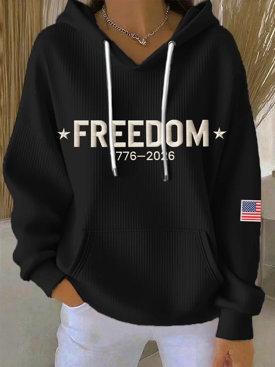 FREEDOM Theme Pit Strip Hoodie 1776-2026 Commemorative Loose Hoodie