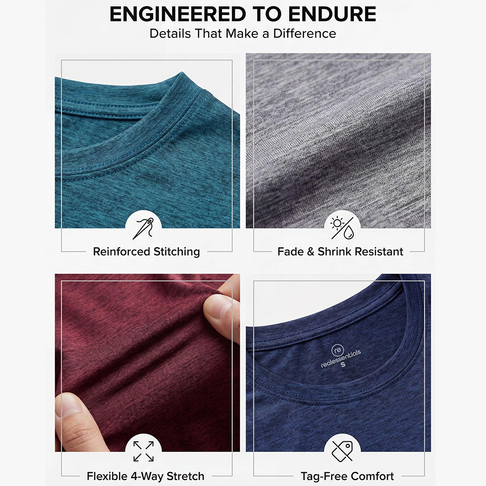 Men's Short Sleeve Dry Fit Active Crew Neck T Shirt