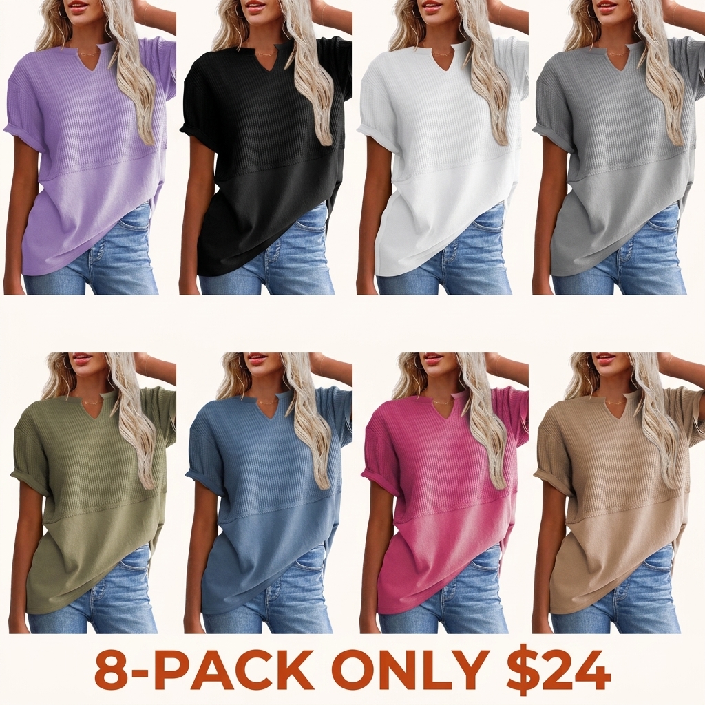 Women's Plus-Size V-Neck Short-Sleeve Knit Top