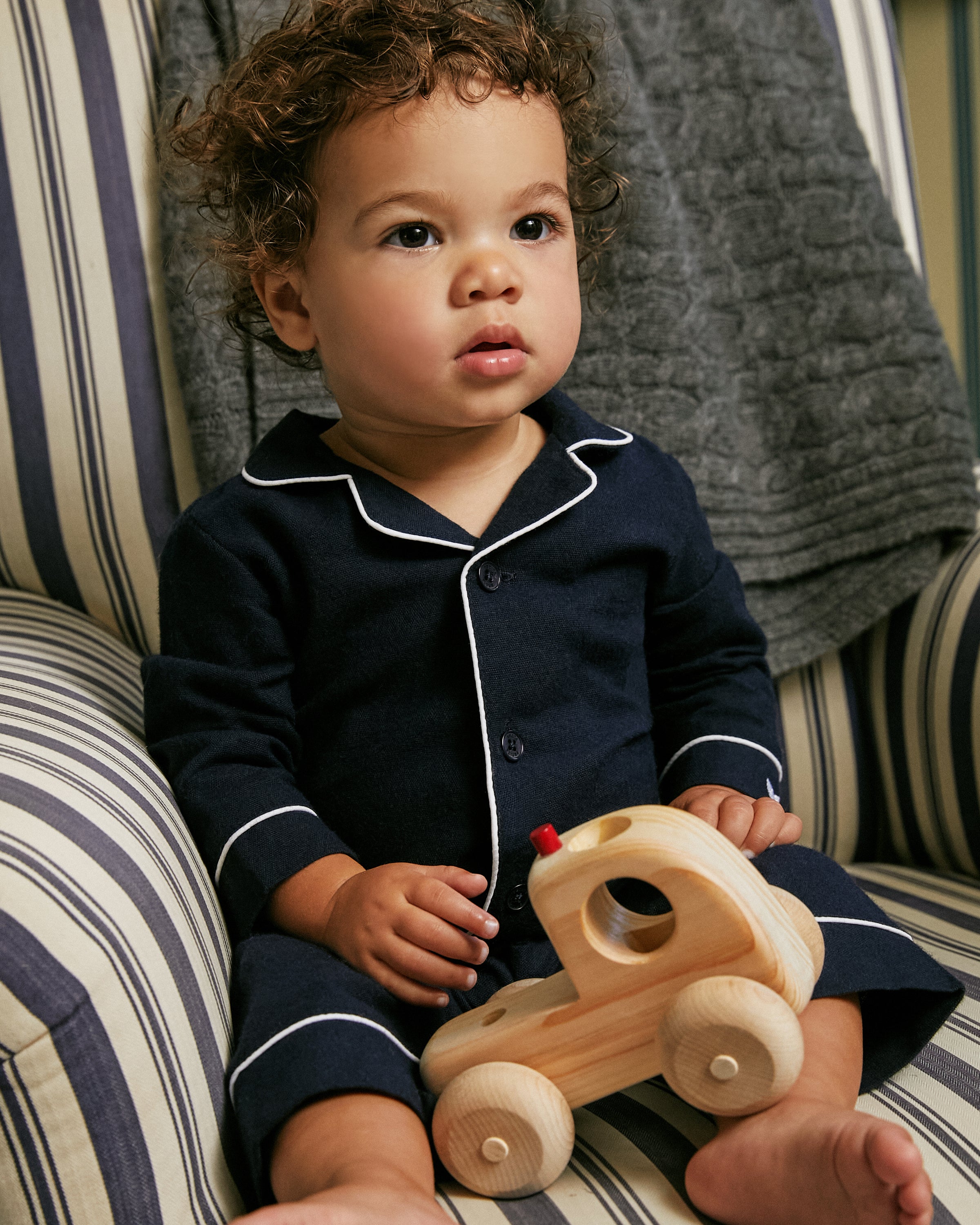 Baby's Flannel Classic Romper in Navy