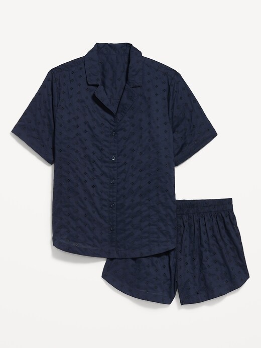 Classic Eyelet Sleep Short Set  Arctic Depth