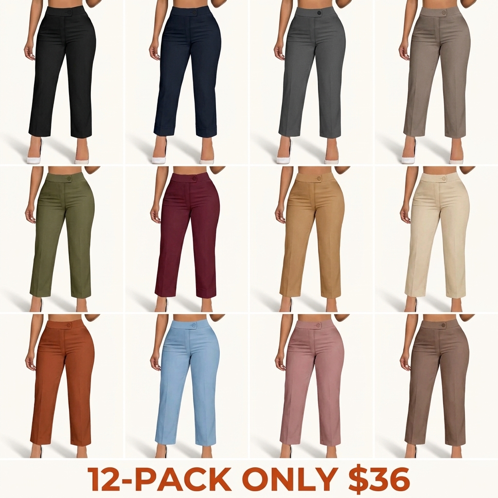 Women's Asymmetric Waistband Solid-Color Casual Trousers