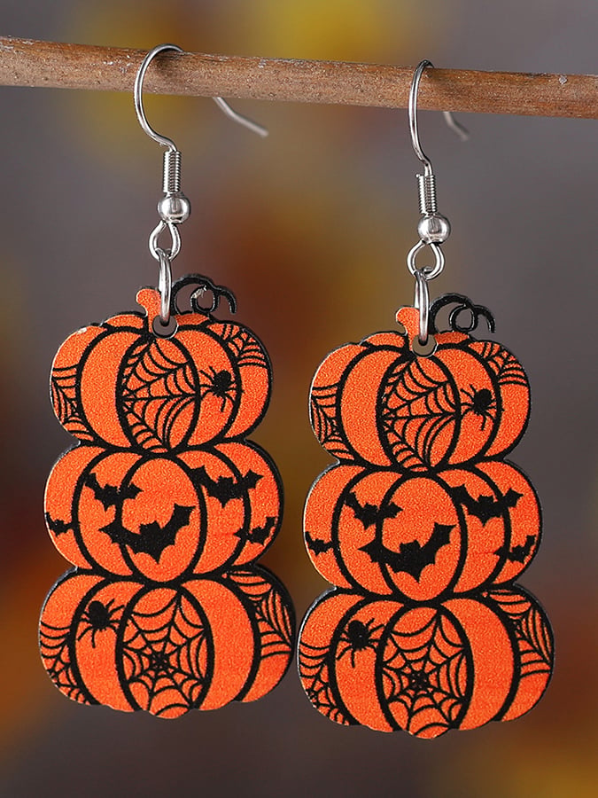 Halloween Bat Ghost Face Pumpkin Drop Earrings