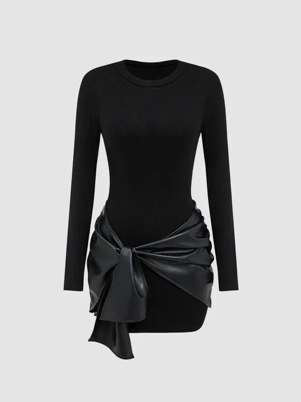 Women's Patchwork Knot Side Dress