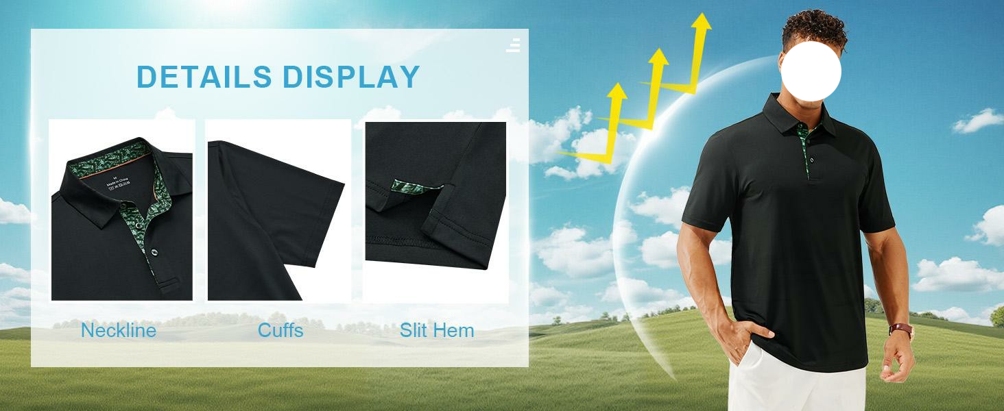 Men's 7-Pack Performance Polo Shirts – UPF30+, Quick-Dry, 4-Way Stretch