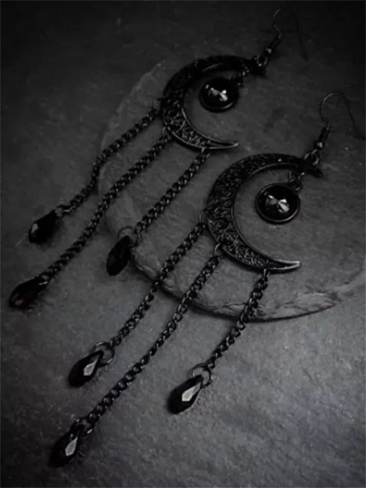 Halloween Atmosphere Black Moon Earrings