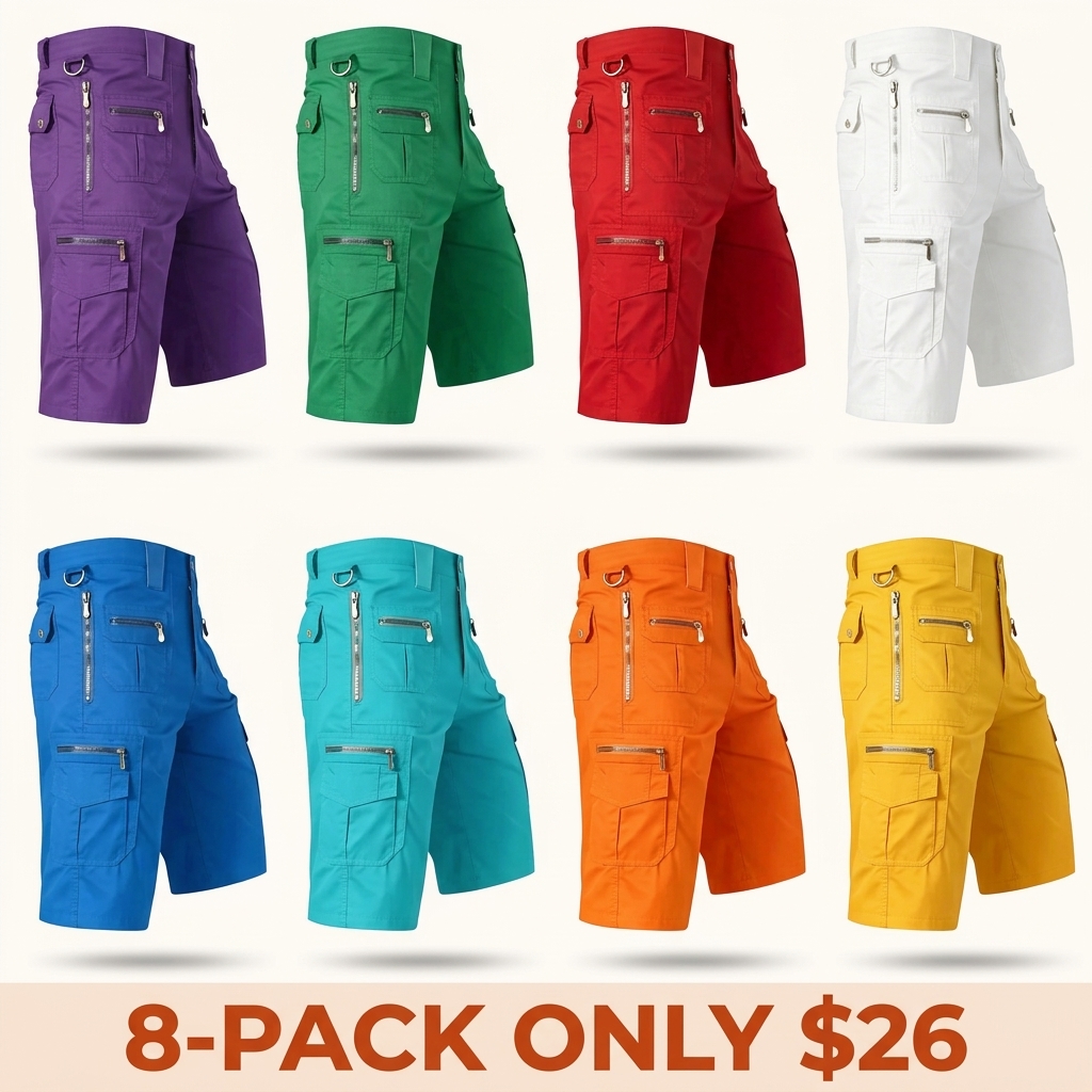 Functional Utility Cargo Shorts: Zippered Pockets for Convenient Carry & Relaxed Daily Style