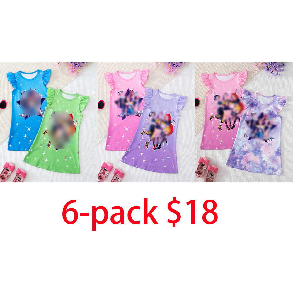 Spring Summer Girls' Sleeveless Casual Dress Set, Cute Cartoon Pattern, Comfortable Soft Fabric, Perfect for Daily Wear