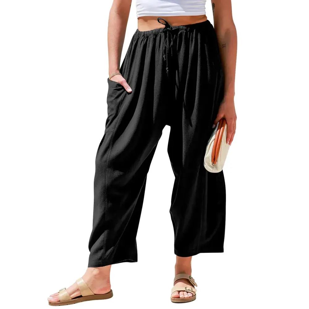 Womens Linen Wide Leg Pants