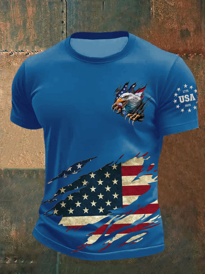 Men's 250th Anniversary Flag Printed Casual T-shirt