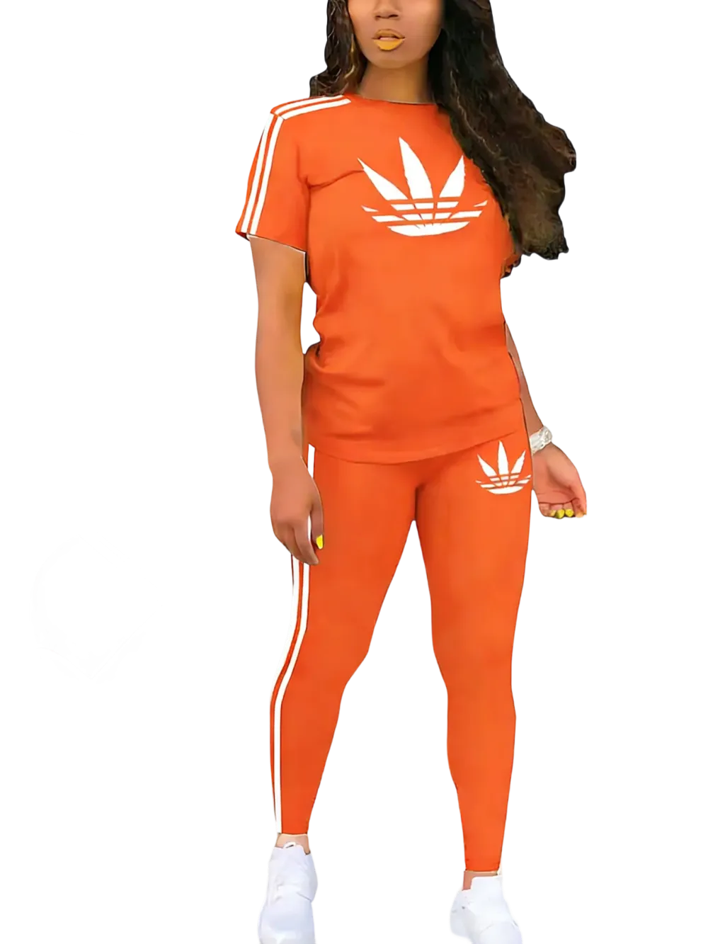 Women's Drawstring Short Sleeve and Long Pants Two-Piece Set