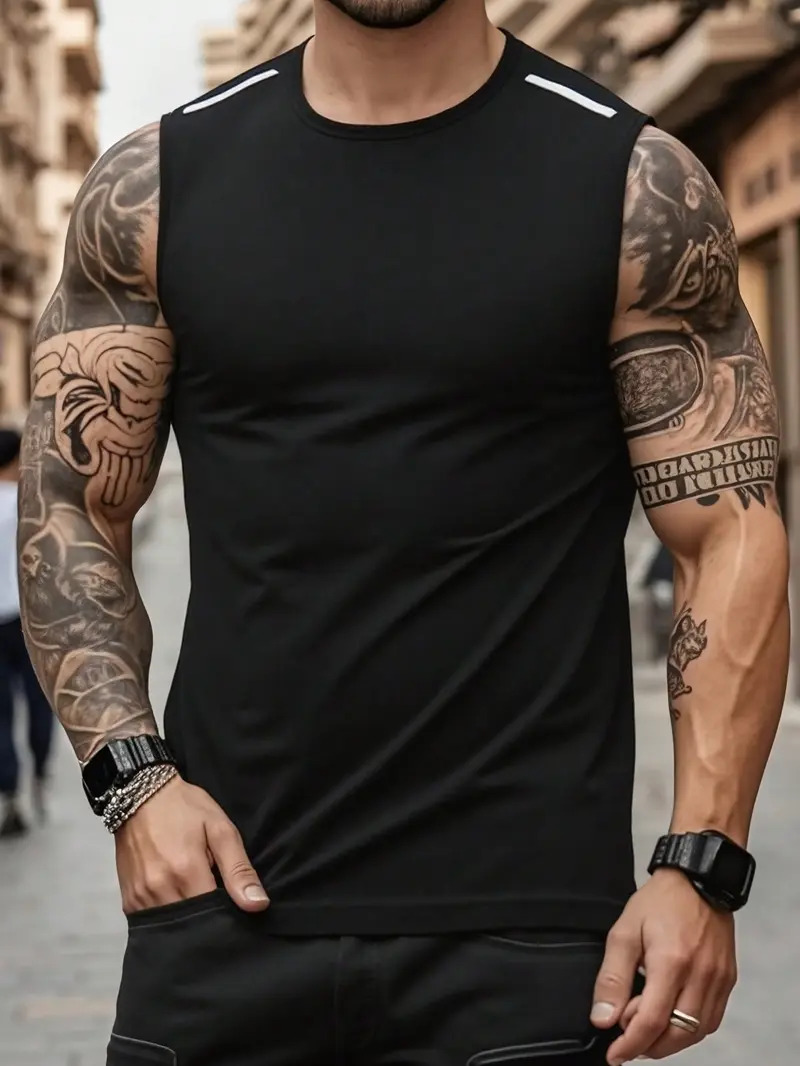 Quick-dry sleeveless sports tank top (with reflective shoulder strips)