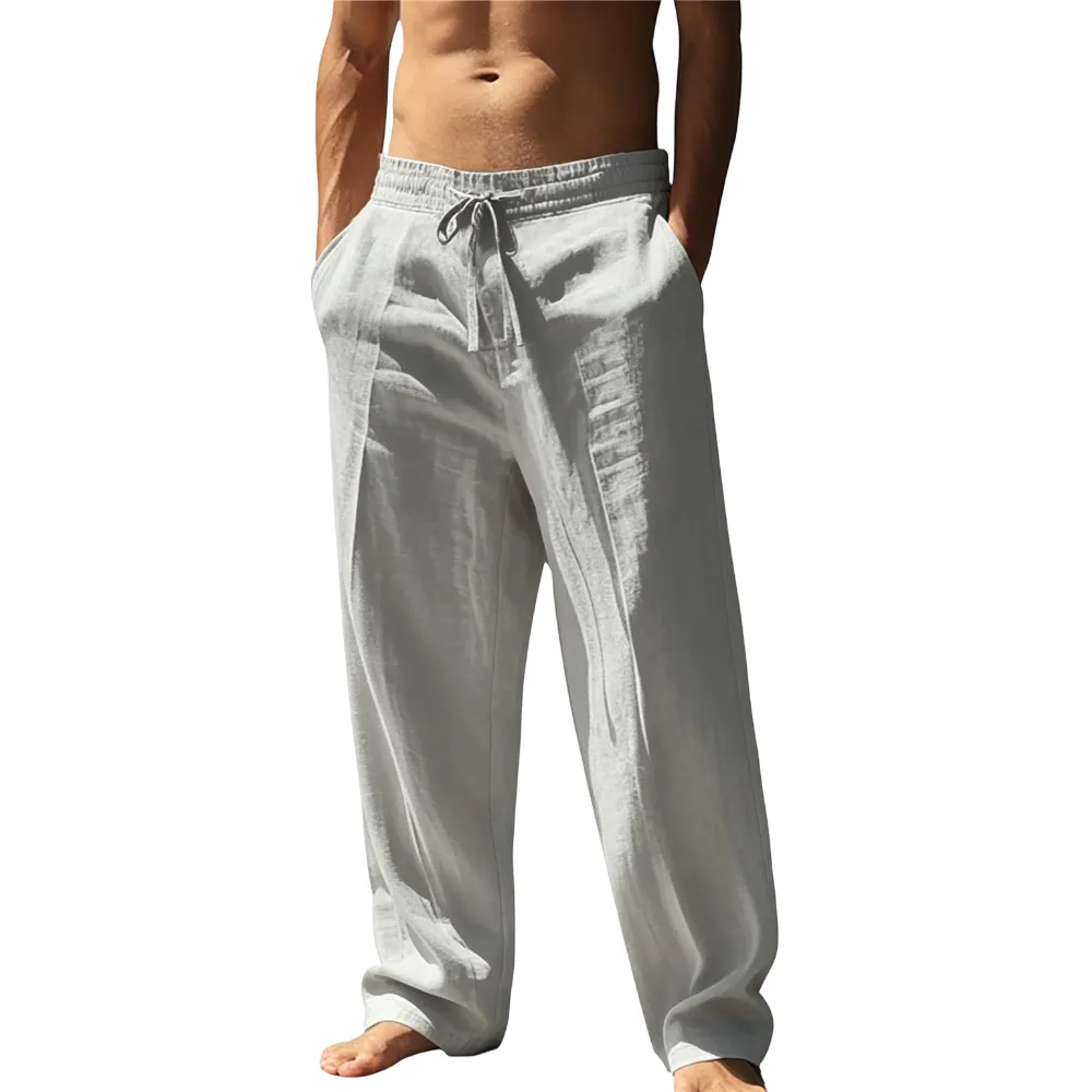 🔥8-pack $24 - Men's linen casual straight leg trousers
