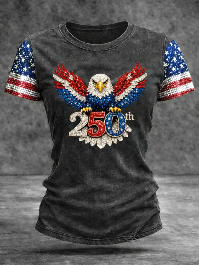 Women's American 250th Anniversary Commemorative Print Casual T-Shirt