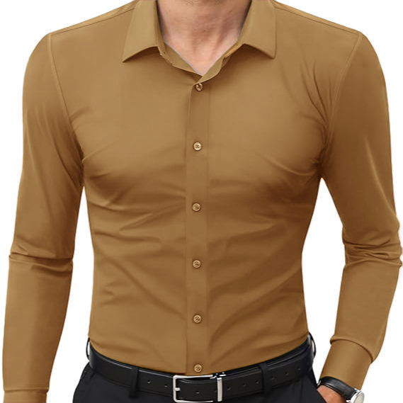 🔥Last Day Promotion!🔥Men’s 4-Way Stretch Travel Dress Shirt: Wrinkle-Free Slim Fit
