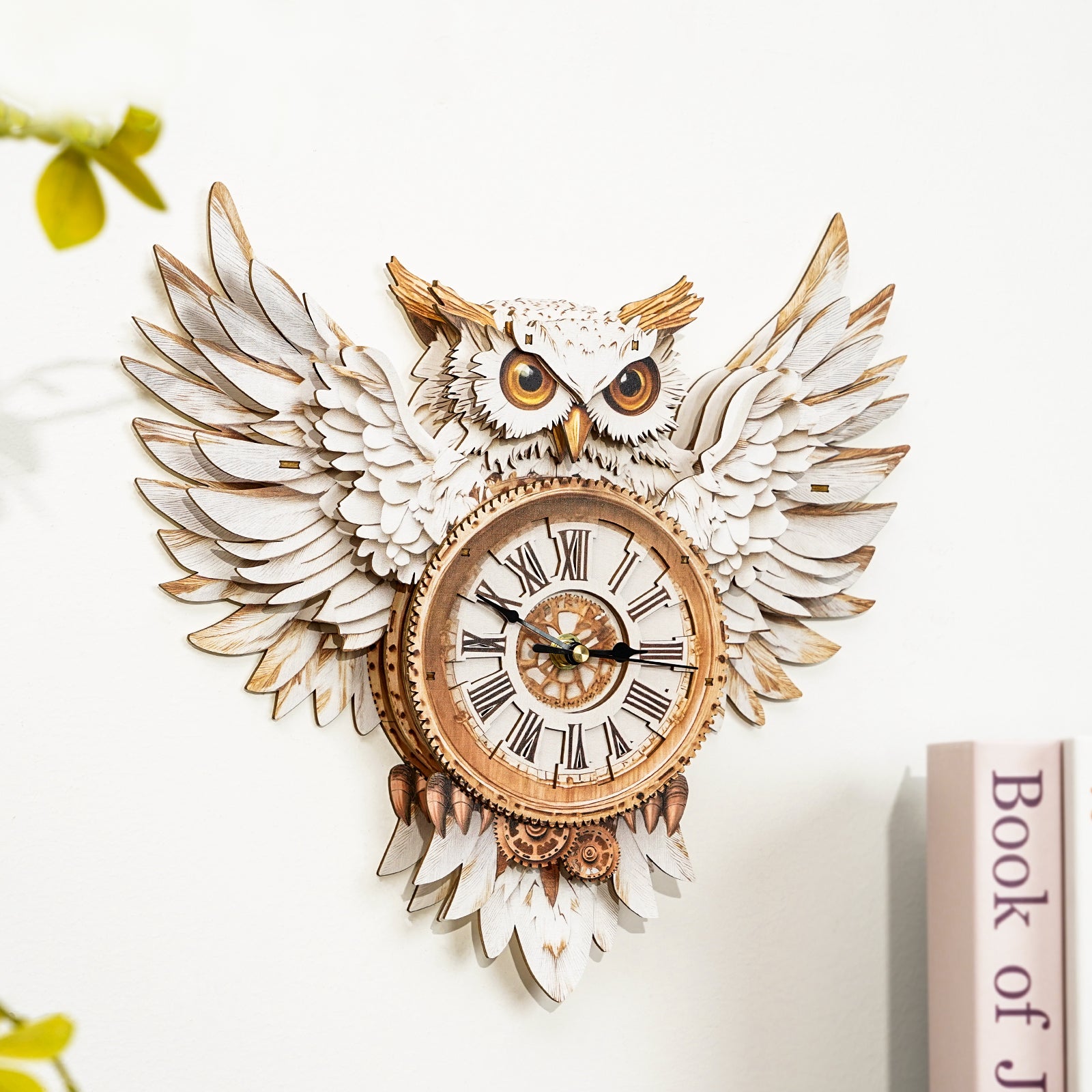 Snowy OwlDIY Wooden Clock, 3D Puzzle Craft Kit