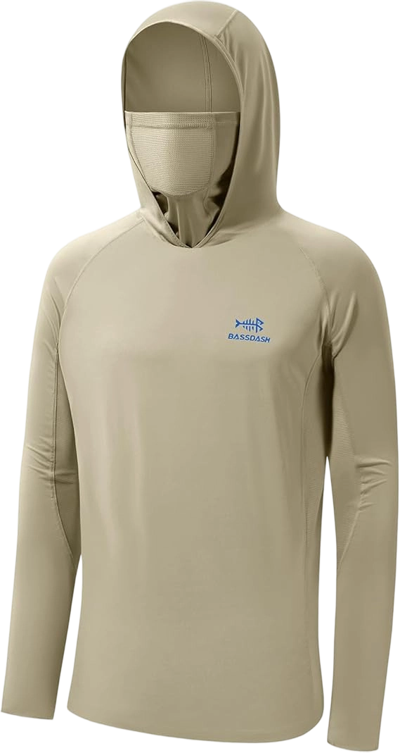 ☀️☀️UPF 50+ Men’s Long Sleeve Fishing Shirt with Mask UV Neck Gaiter Hoodie