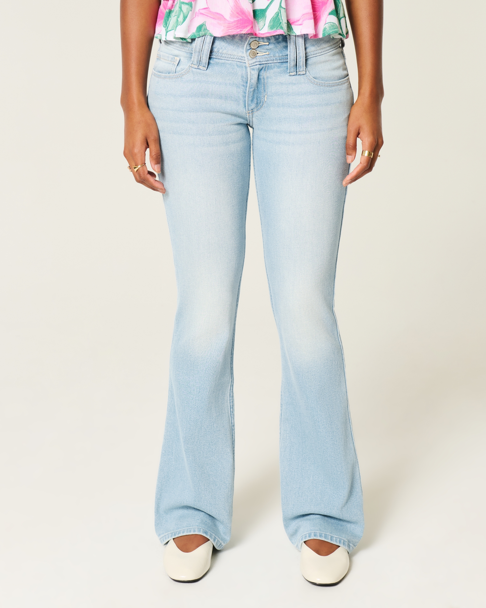 Low-Rise Dark Wash Embroidered Bootcut Jeans