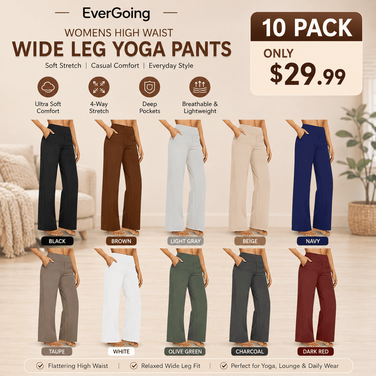 Women's High-Waist Yoga Pants with Pockets