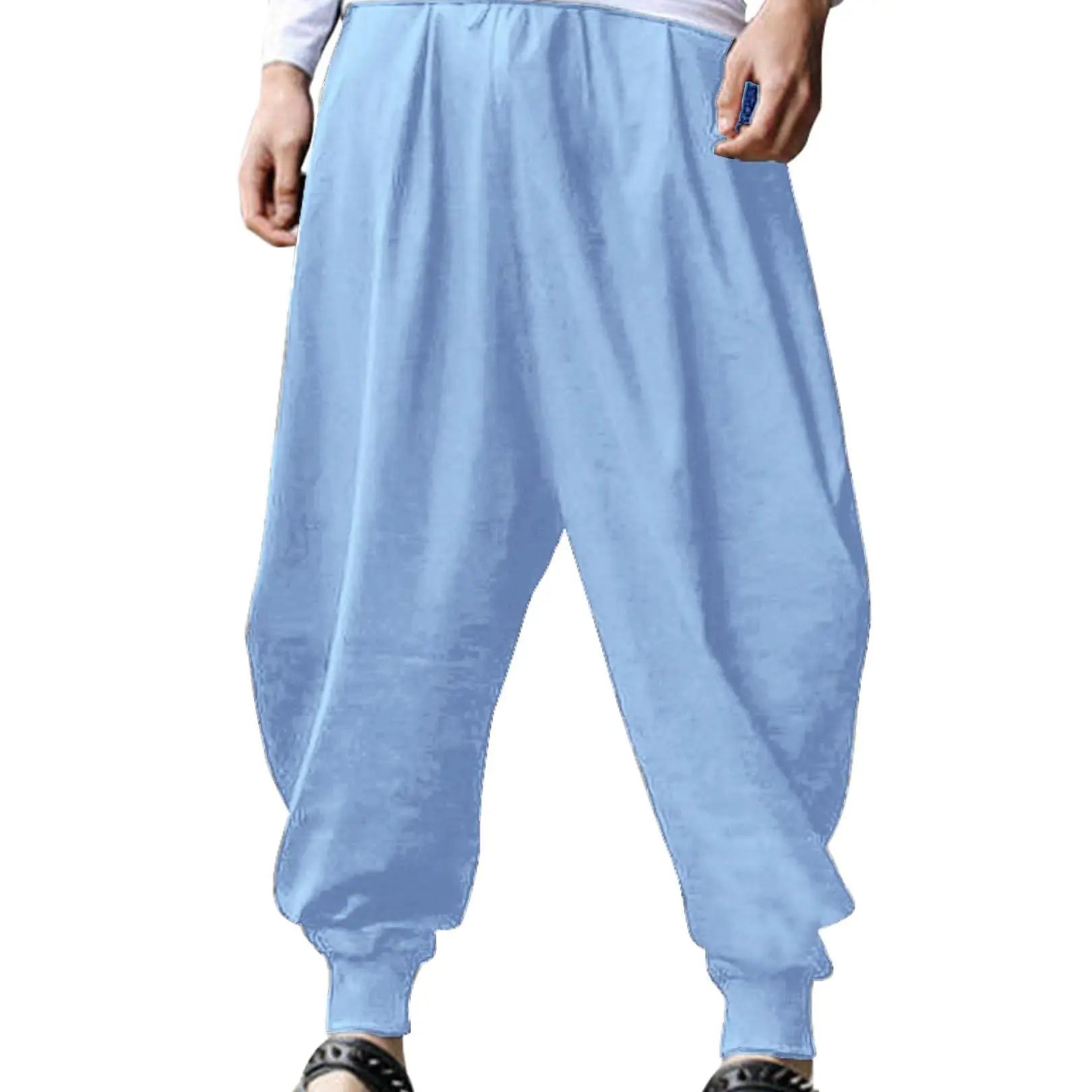 Men's Harem Pants – Baggy Drop Crotch Linen Boho Yoga Casual Trousers