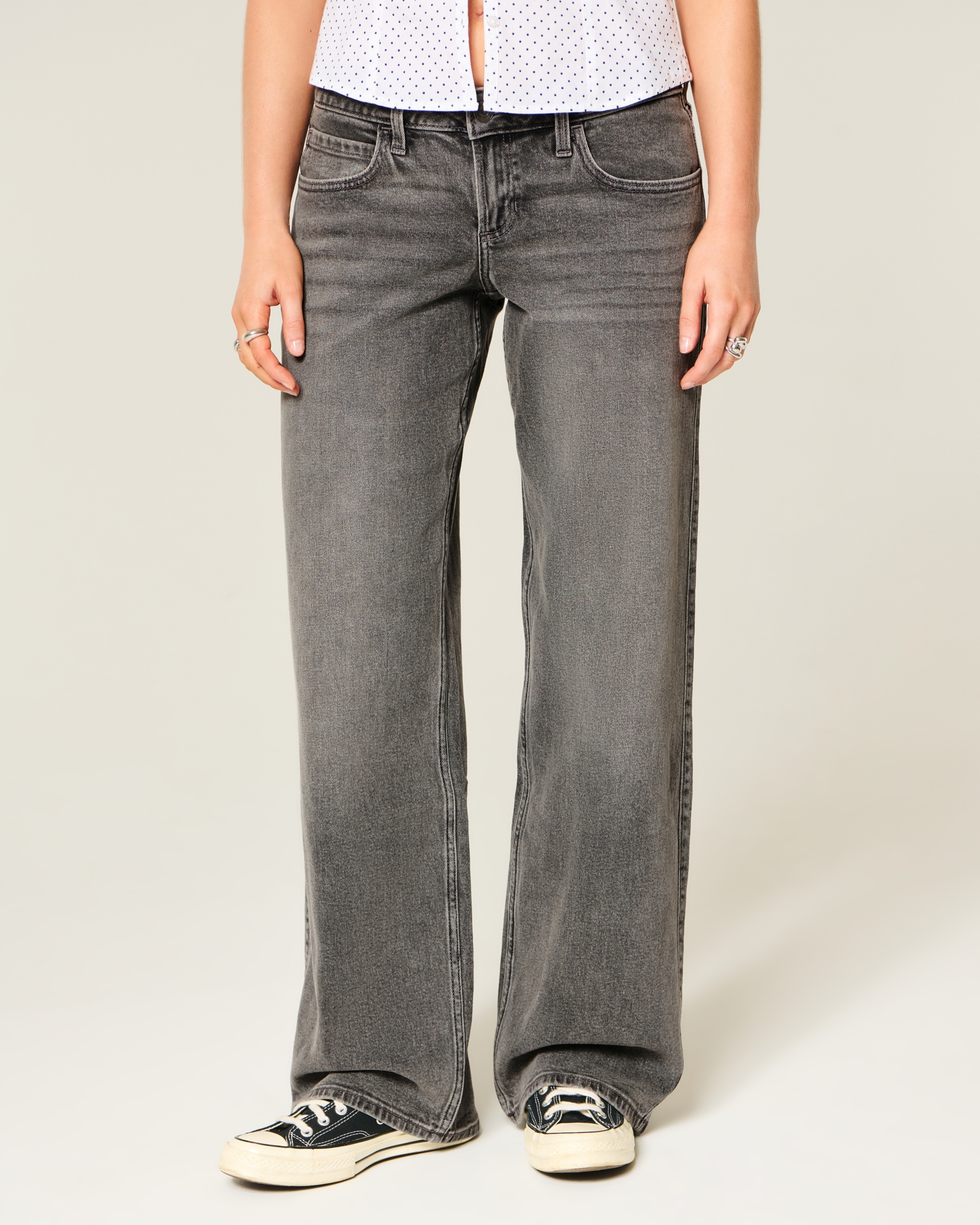 Low-Rise Dark Wash Baggy Jeans