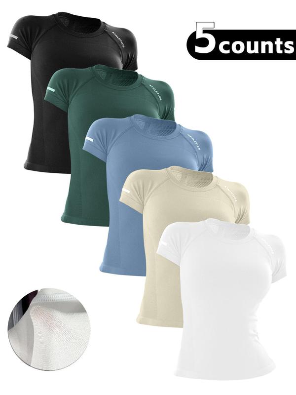 Women's Letter Print Raglan Sleeve Sports Tee