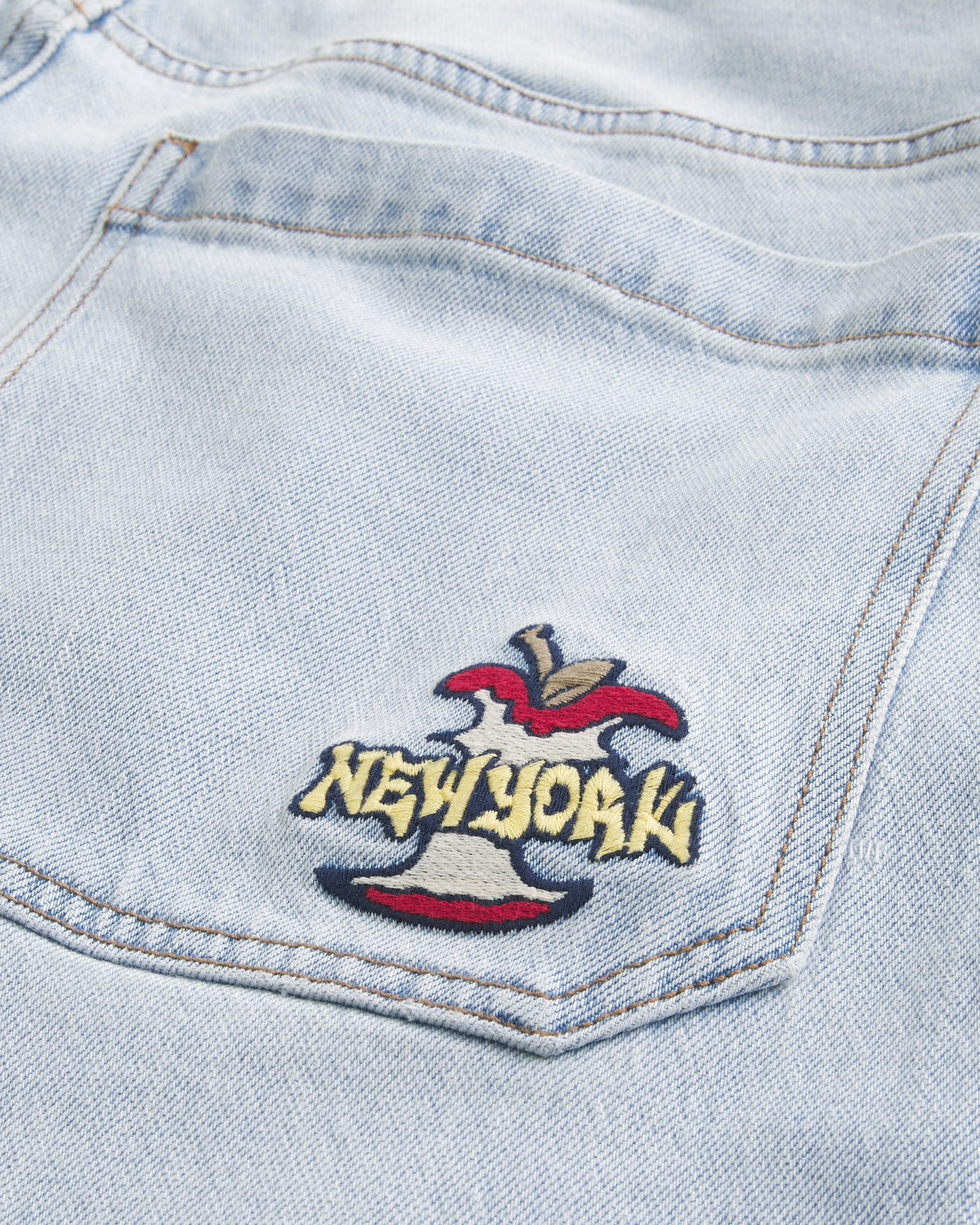 Dark Wash Logo Embroidery Super Baggy Jeans