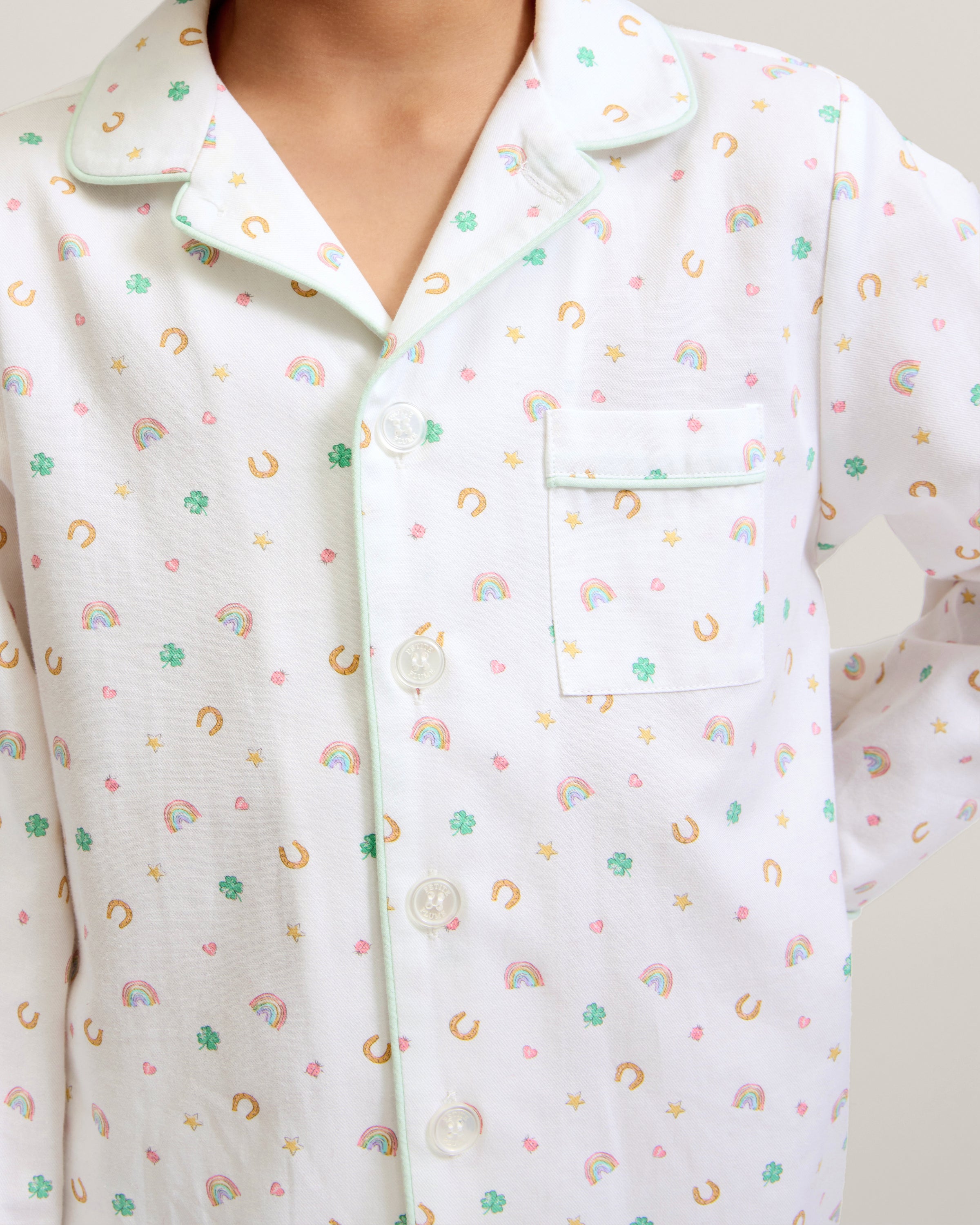 Kid's Twill Pajama Set in Good Luck Charms