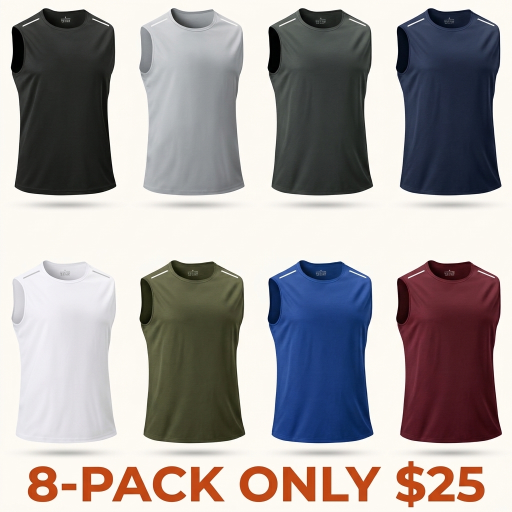 Quick-dry sleeveless sports tank top (with reflective shoulder strips)