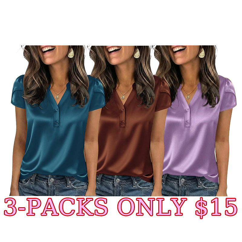 ✨ Silky Chic V-Neck Satin Blouse