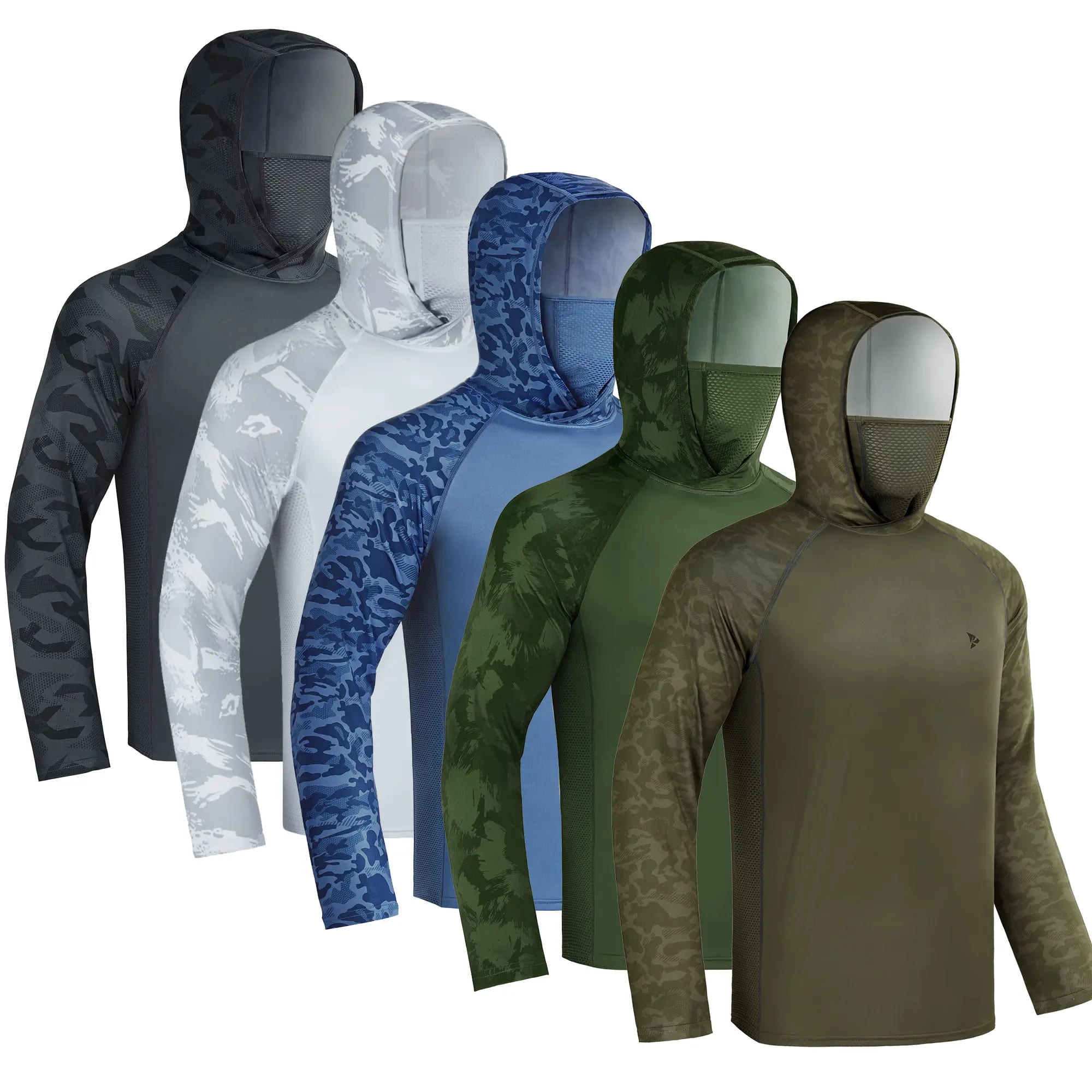 Men's Sun Protection Hoodie (with Face Mask/Neck Gaiter) — UPF 50+ UV Protection, Long Sleeve, Lightweight, Quick-Drying, Moisture-Wicking, Breathable & Cooling