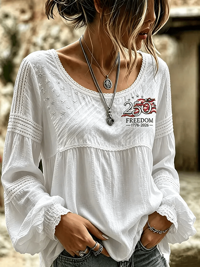 Women'S Casual Independence Day Print Top