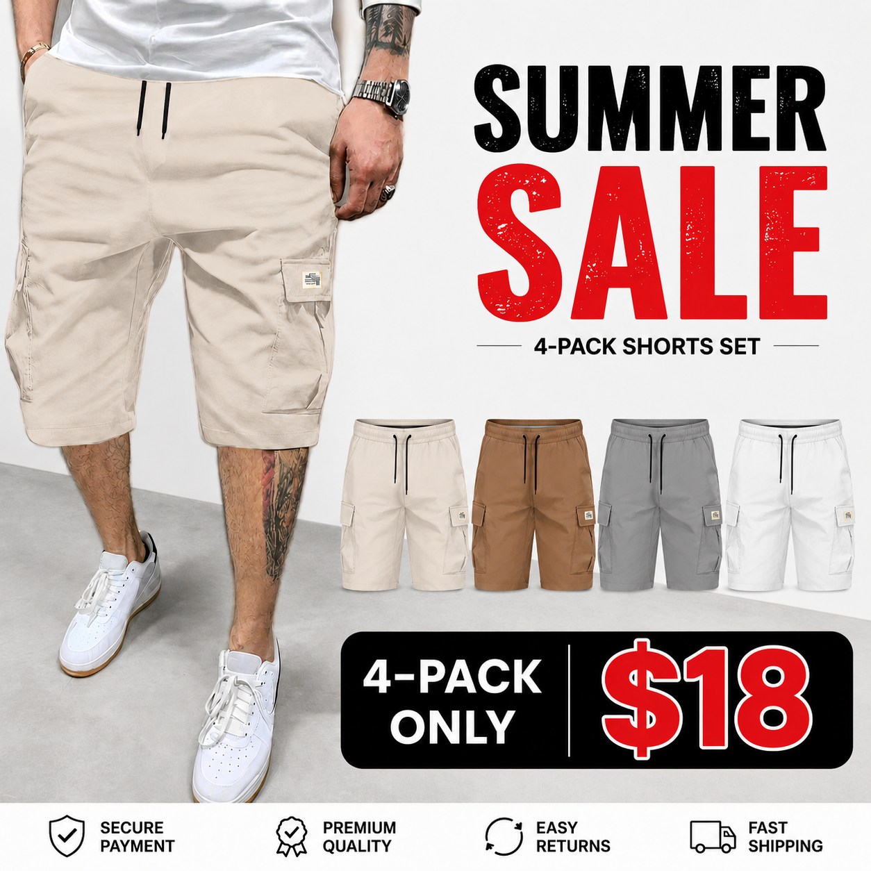 This Week's Special Price🍃Men's Shorts Set Slanted Pockets Bottoms for Everyday Use