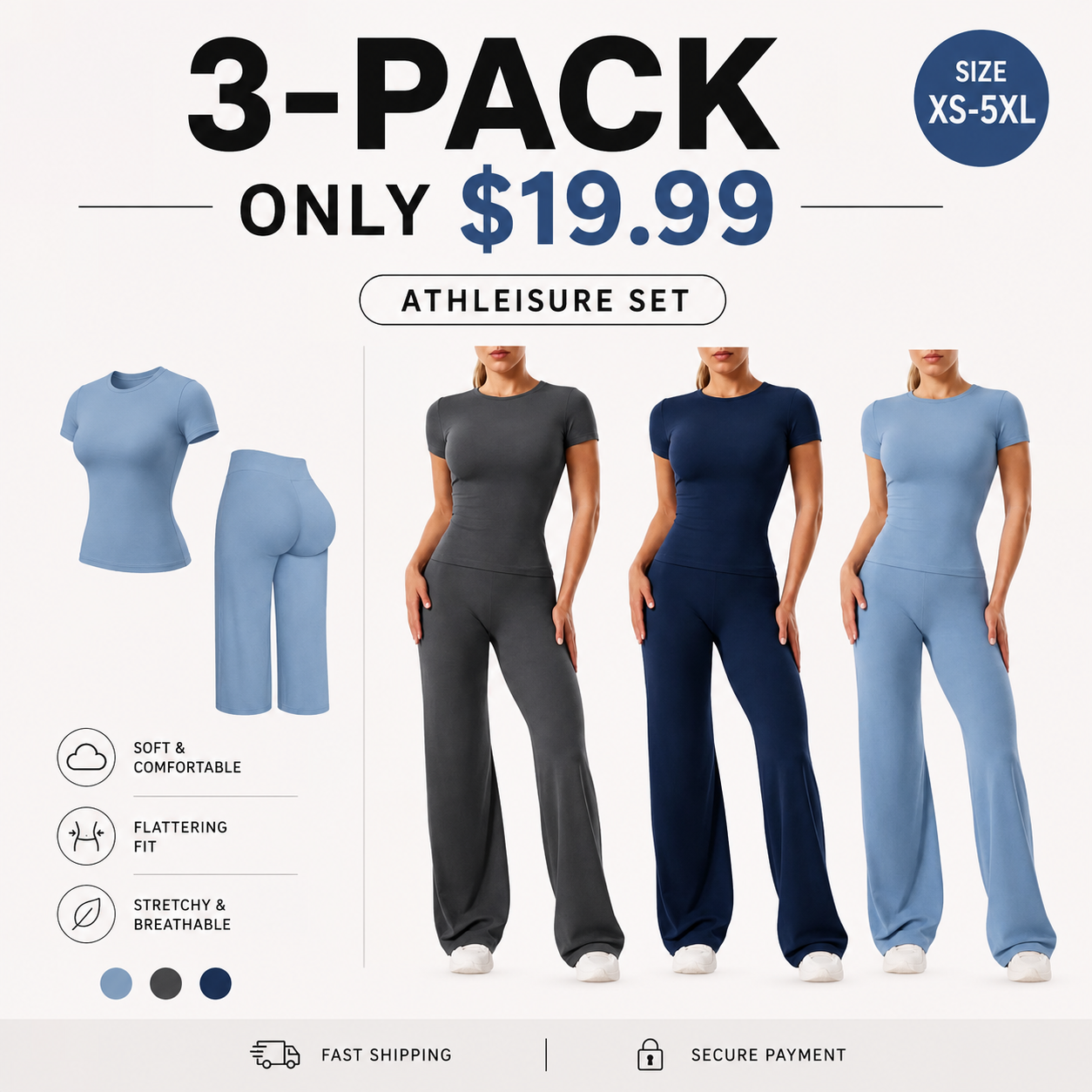 Women's T-shirt and straight-leg trousers tracksuit