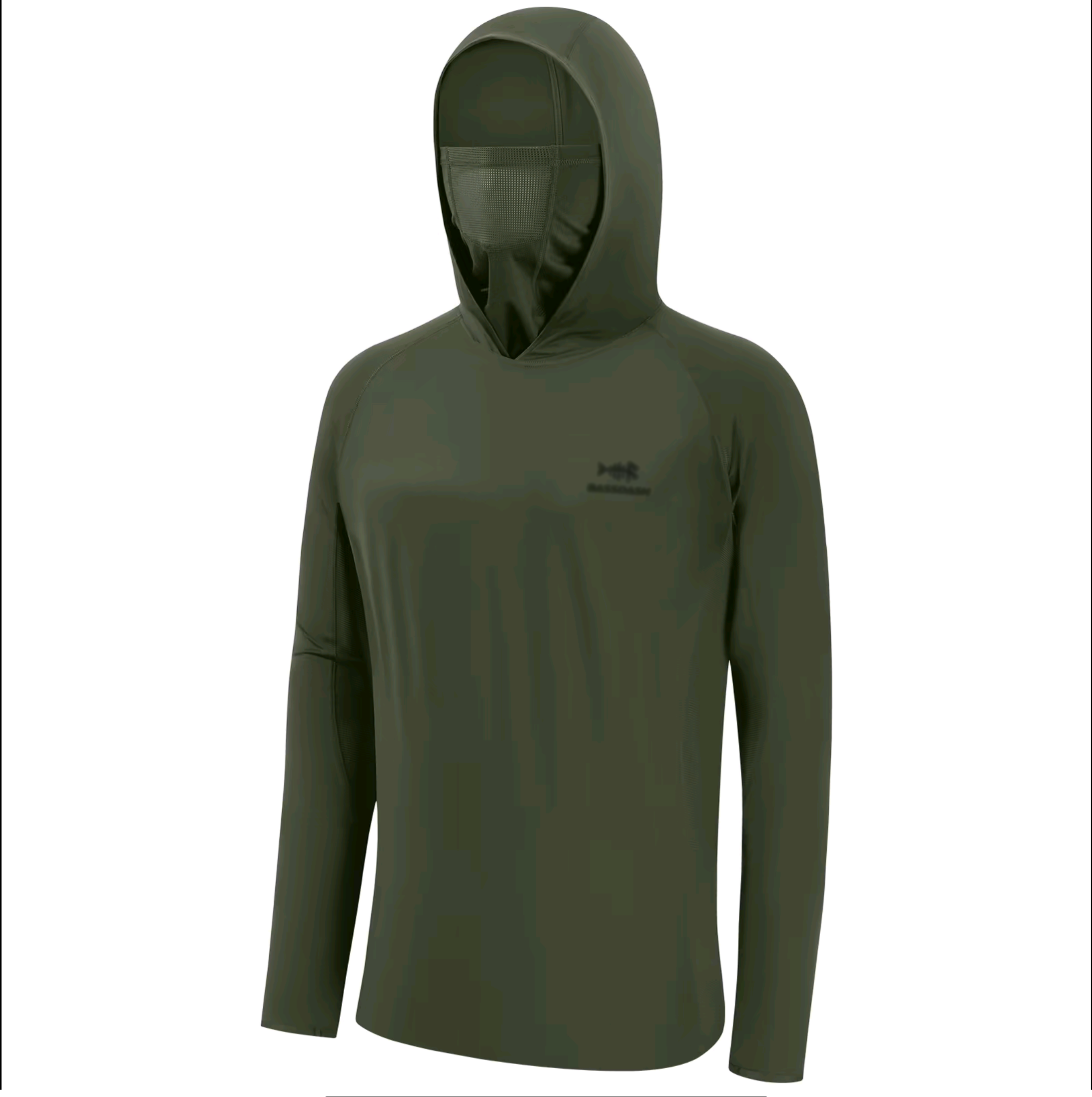 Men's UPF 50+ Long Sleeve Fishing Hoodie – Built-in UV Mask & Neck Gaiter