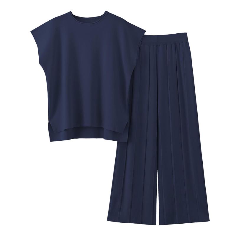 Women's 2-Piece Knit Sweater Set – Pullover Vest & High-Waisted Pants