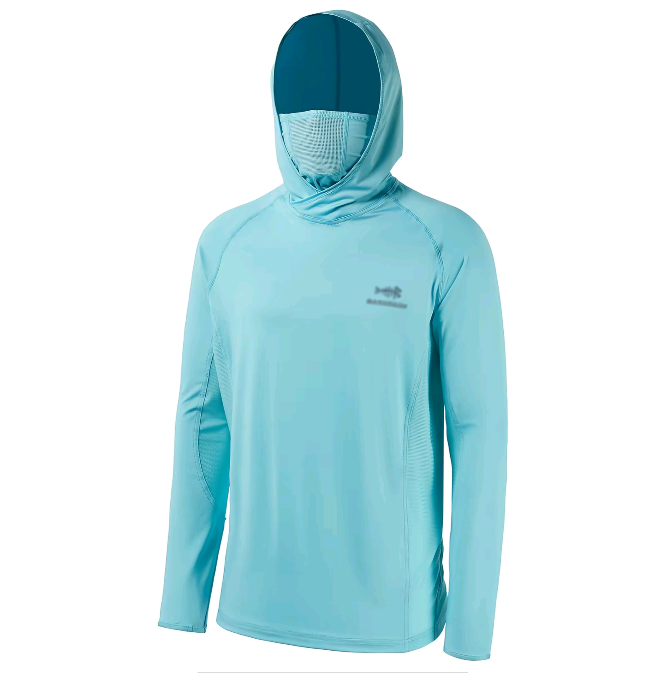 Men's UPF 50+ Long Sleeve Fishing Hoodie – Built-in UV Mask & Neck Gaiter