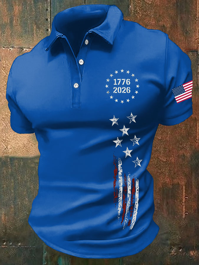 Men's 250th Anniversary Printed Casual Polo Shirt